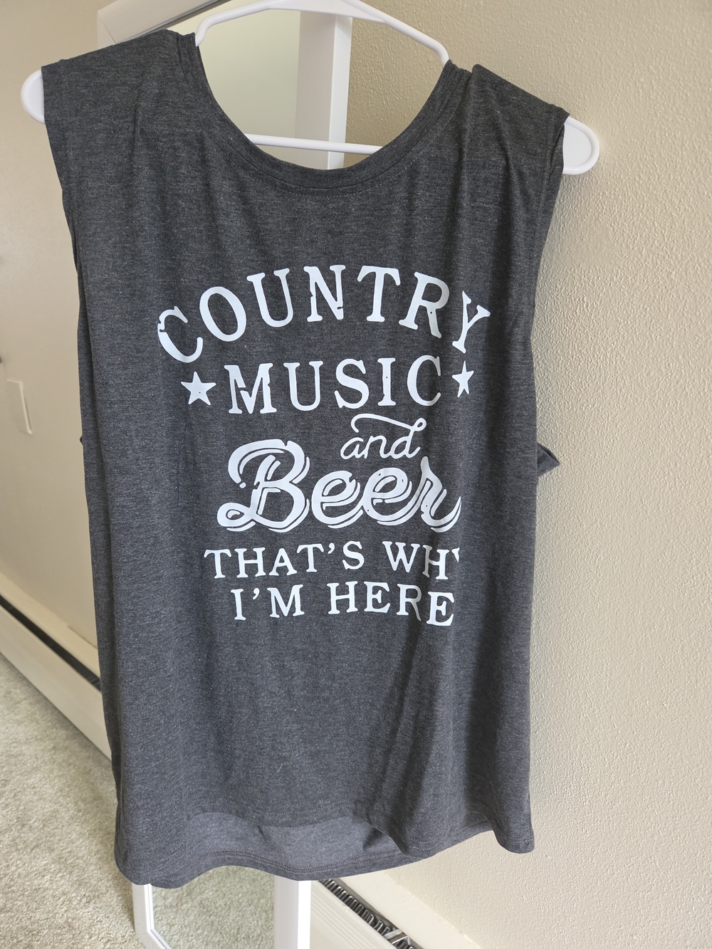 Country Music and Beer Graphic Muscle Tank - Dark Gray